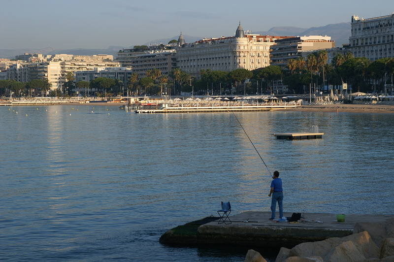 Die Croisette mit den Nobelhotels im Hintergrund